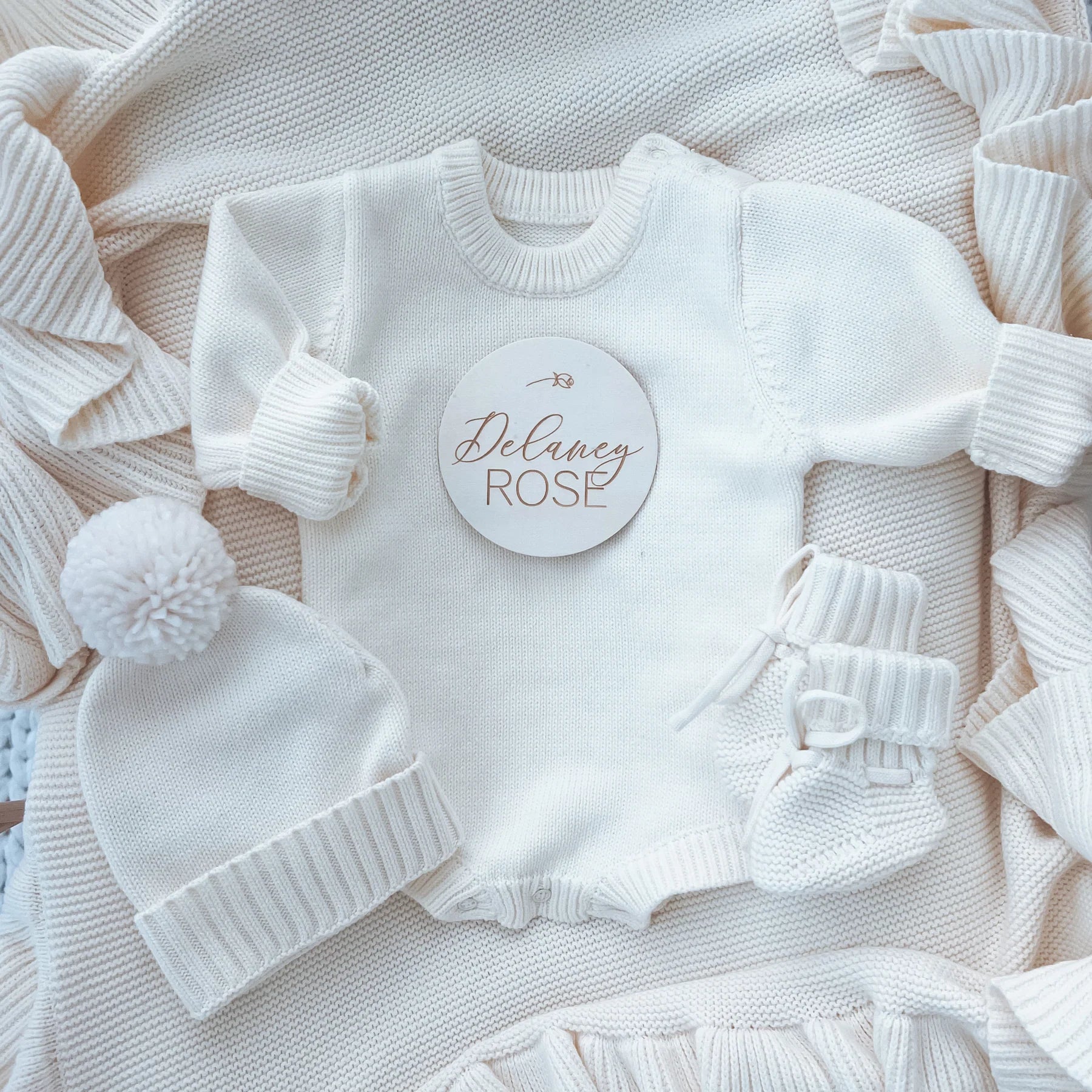 Personalized Knit Sweater Bubble Romper | Solid