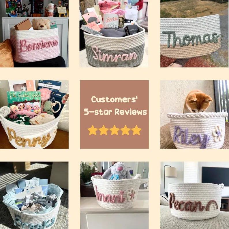 Personalized Baby Name Cotton Basket Gift