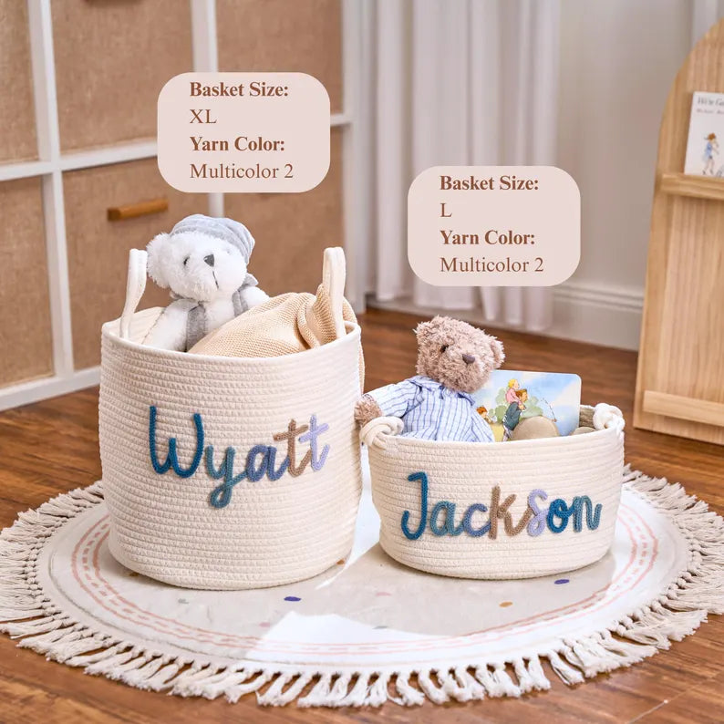Personalized Baby Name Cotton Basket Gift