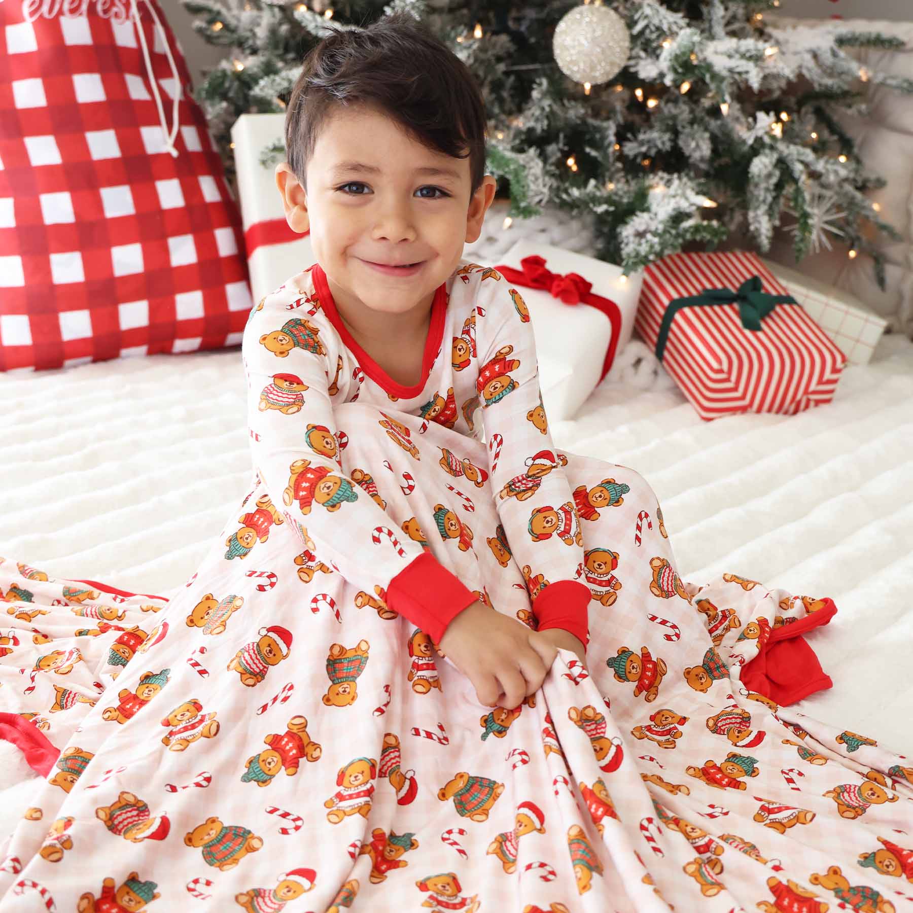 Beary Christmas Double Sided Bamboo Blanket | Neutral