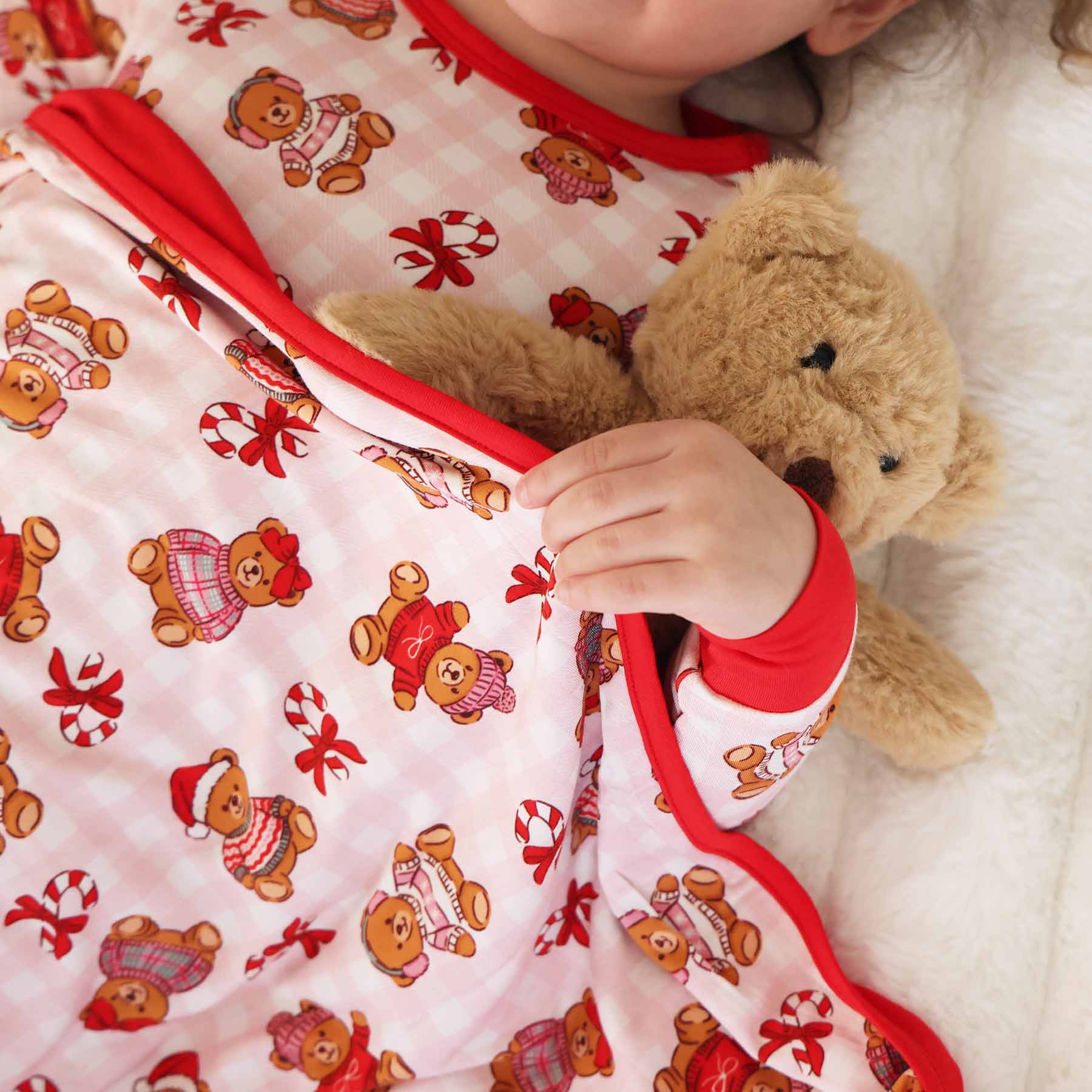 Beary Christmas Double Sided Bamboo Blanket | Pink