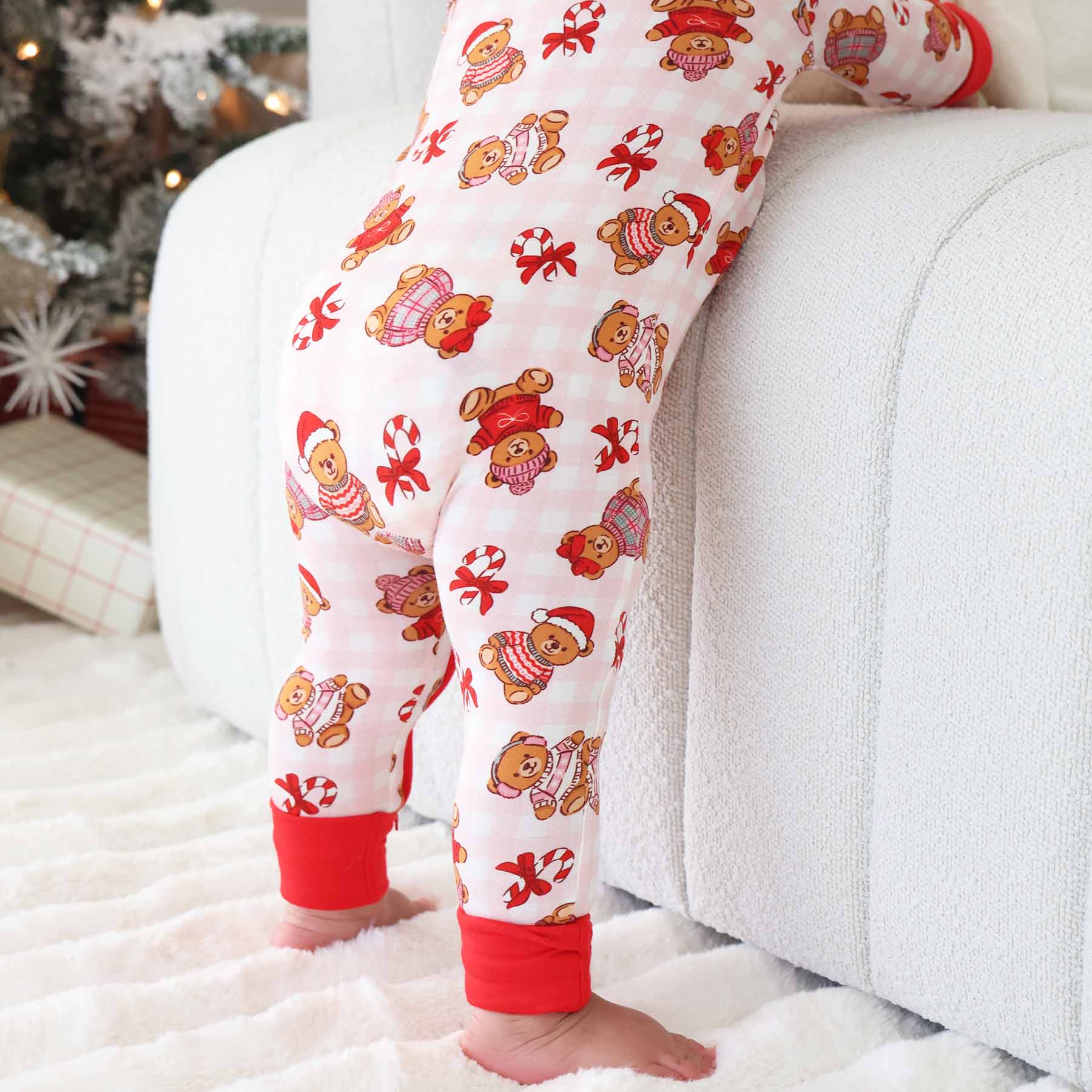 Beary Christmas Convertible Zip Romper | Pink