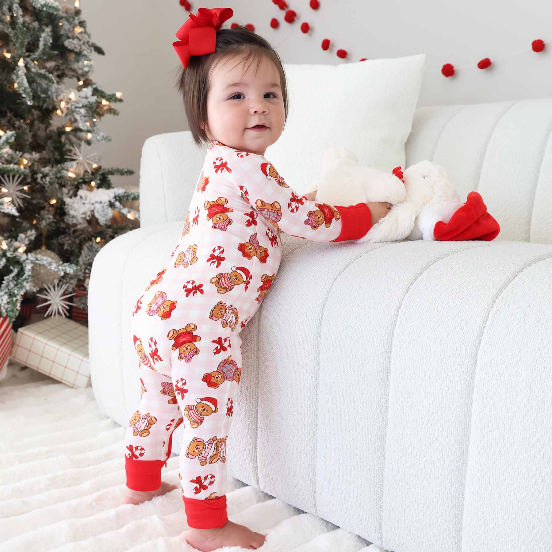 Beary Christmas Convertible Zip Romper | Pink