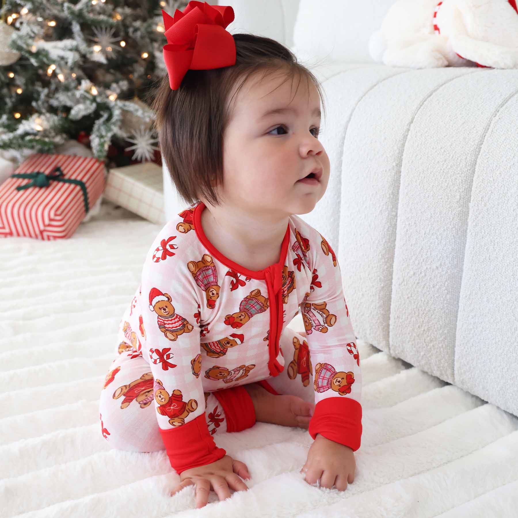 Beary Christmas Convertible Zip Romper | Pink