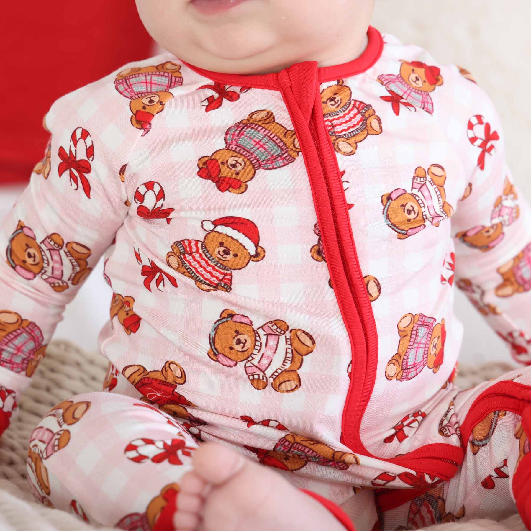 Beary Christmas Convertible Zip Romper | Pink