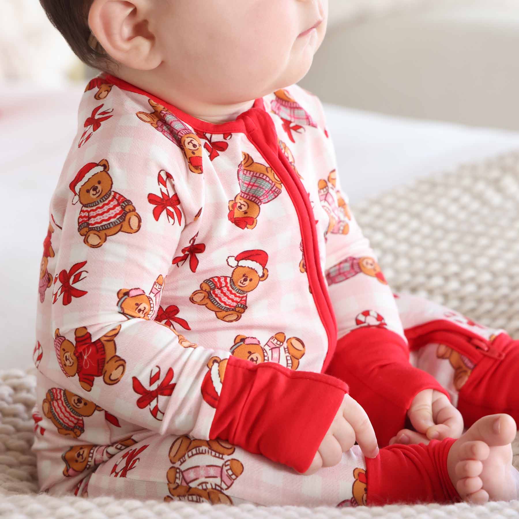 Beary Christmas Convertible Zip Romper | Pink