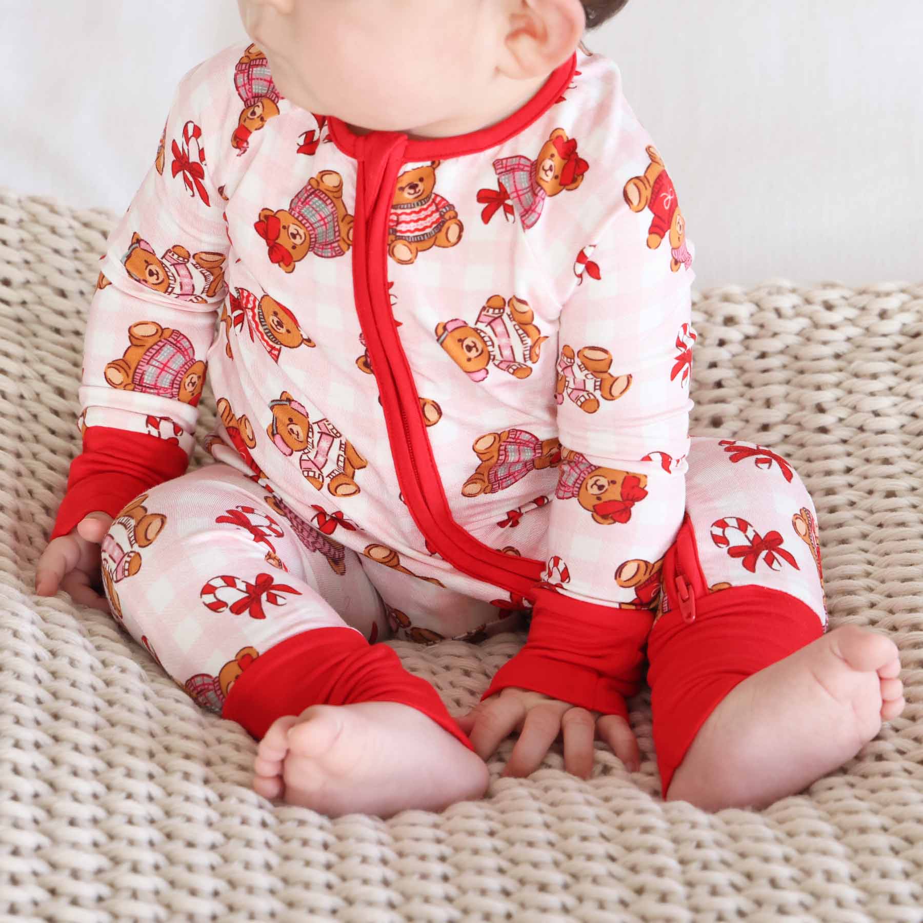 Beary Christmas Convertible Zip Romper | Pink