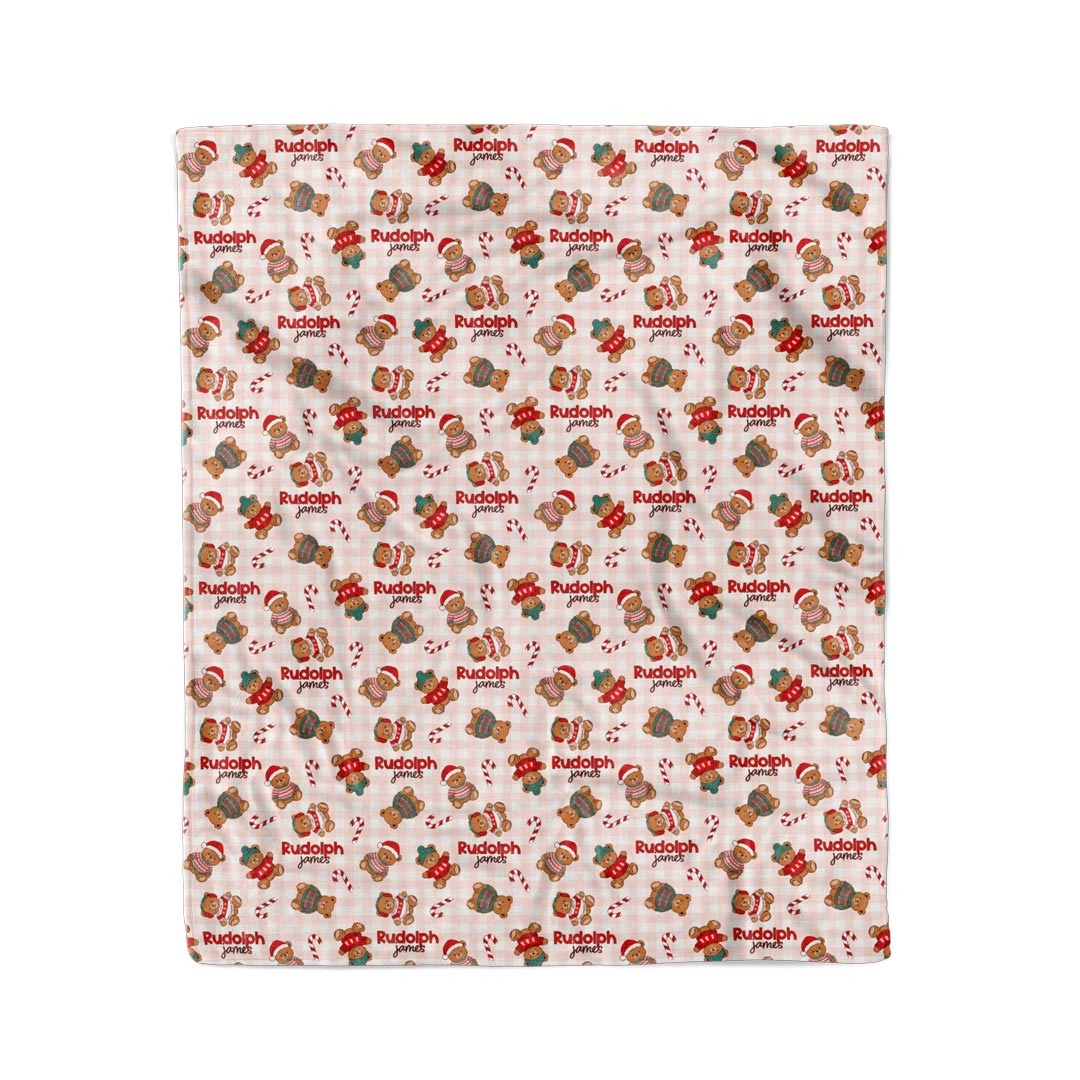Beary Christmas Personalized Kids Blanket | Neutral