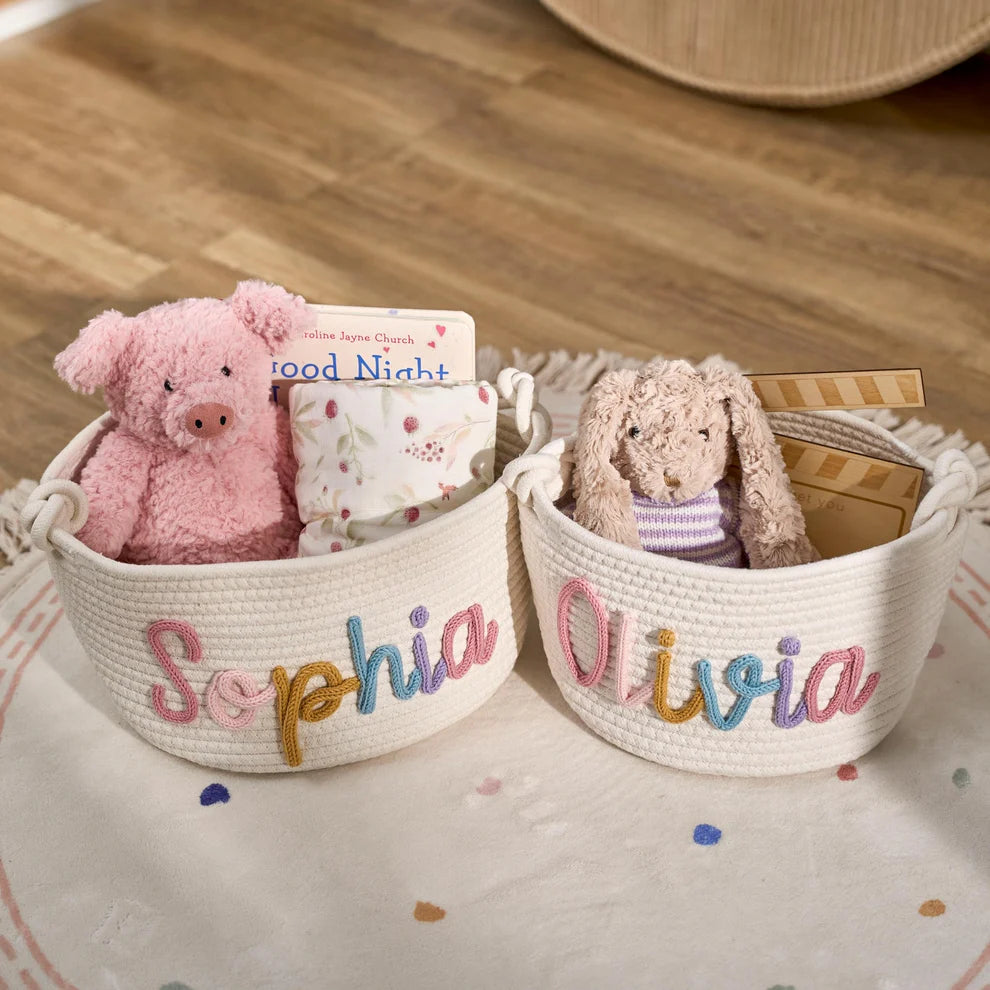 Personalized Baby Name Cotton Basket Gift