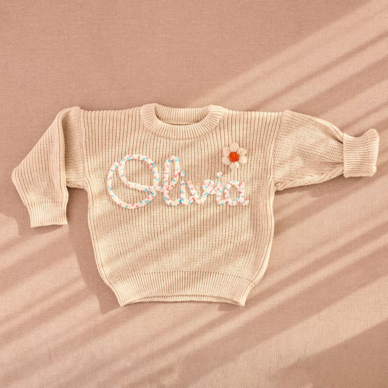 Custom Embroidered Baby Name Sweater