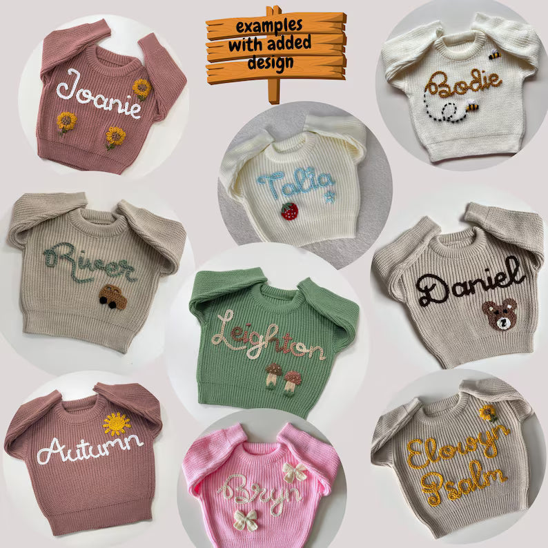 Custom Embroidered Baby Name Sweater