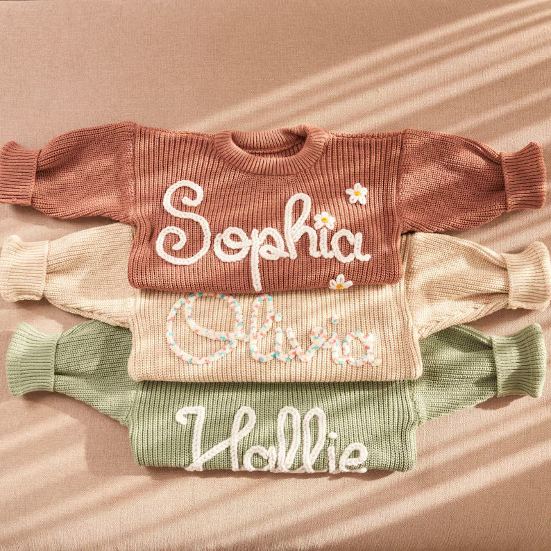 Custom Embroidered Baby Name Sweater