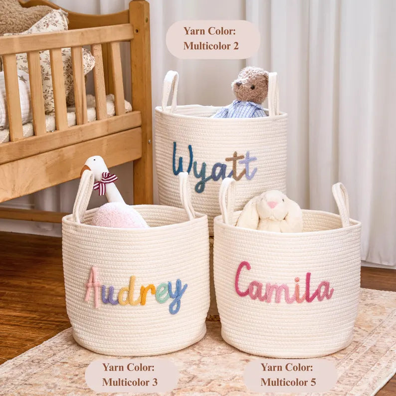 Personalized Baby Name Cotton Basket Gift