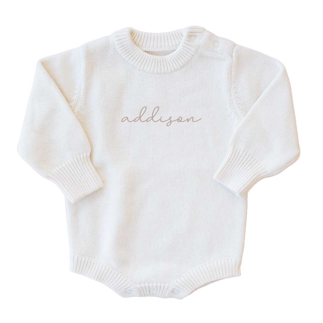 Personalized Knit Sweater Bubble Romper | Solid