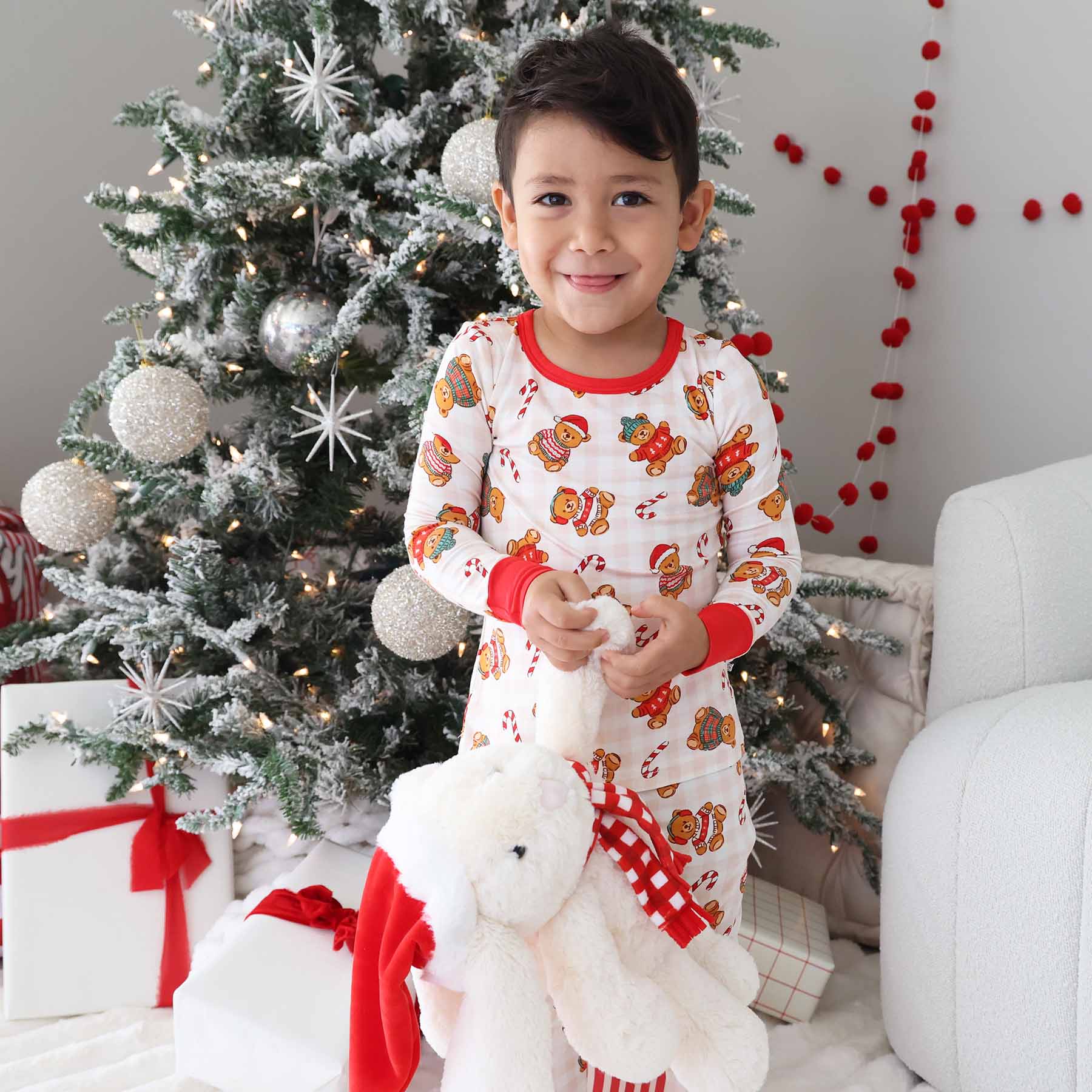 Beary Christmas Two Piece Pajama Set | Neutral