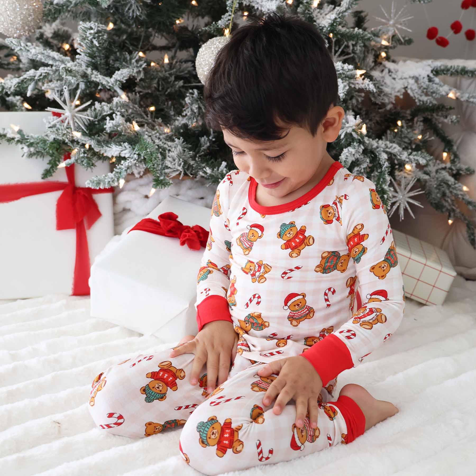 Beary Christmas Two Piece Pajama Set | Neutral
