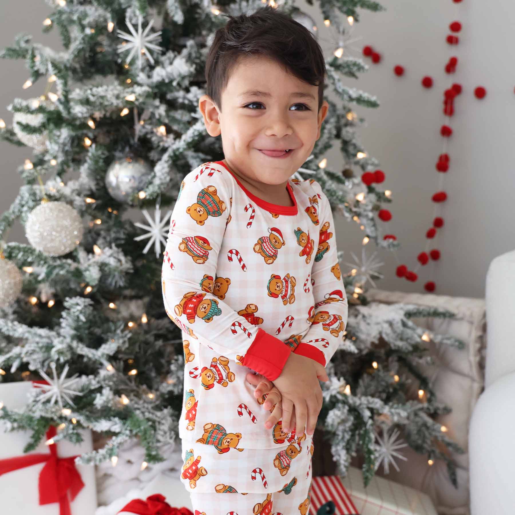 Beary Christmas Two Piece Pajama Set | Neutral