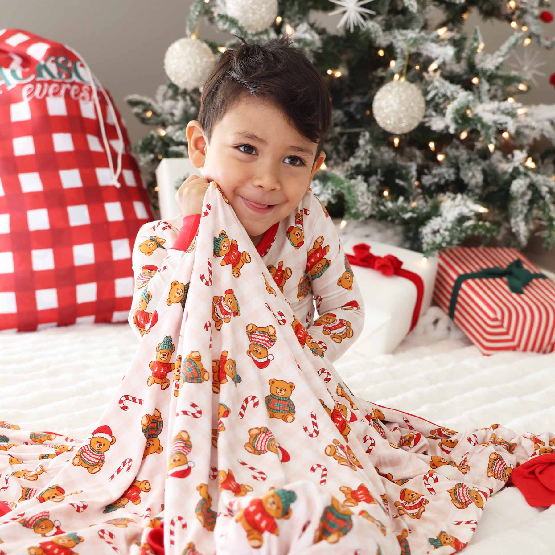 Beary Christmas Double Sided Bamboo Blanket | Neutral