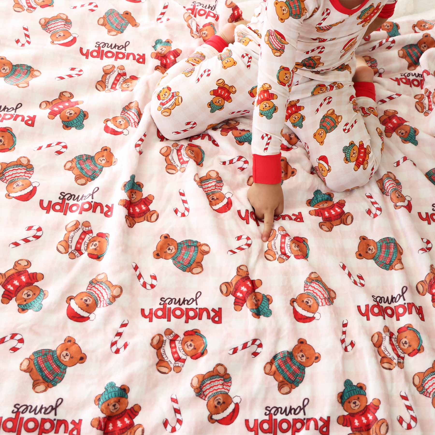 Beary Christmas Personalized Kids Blanket | Neutral