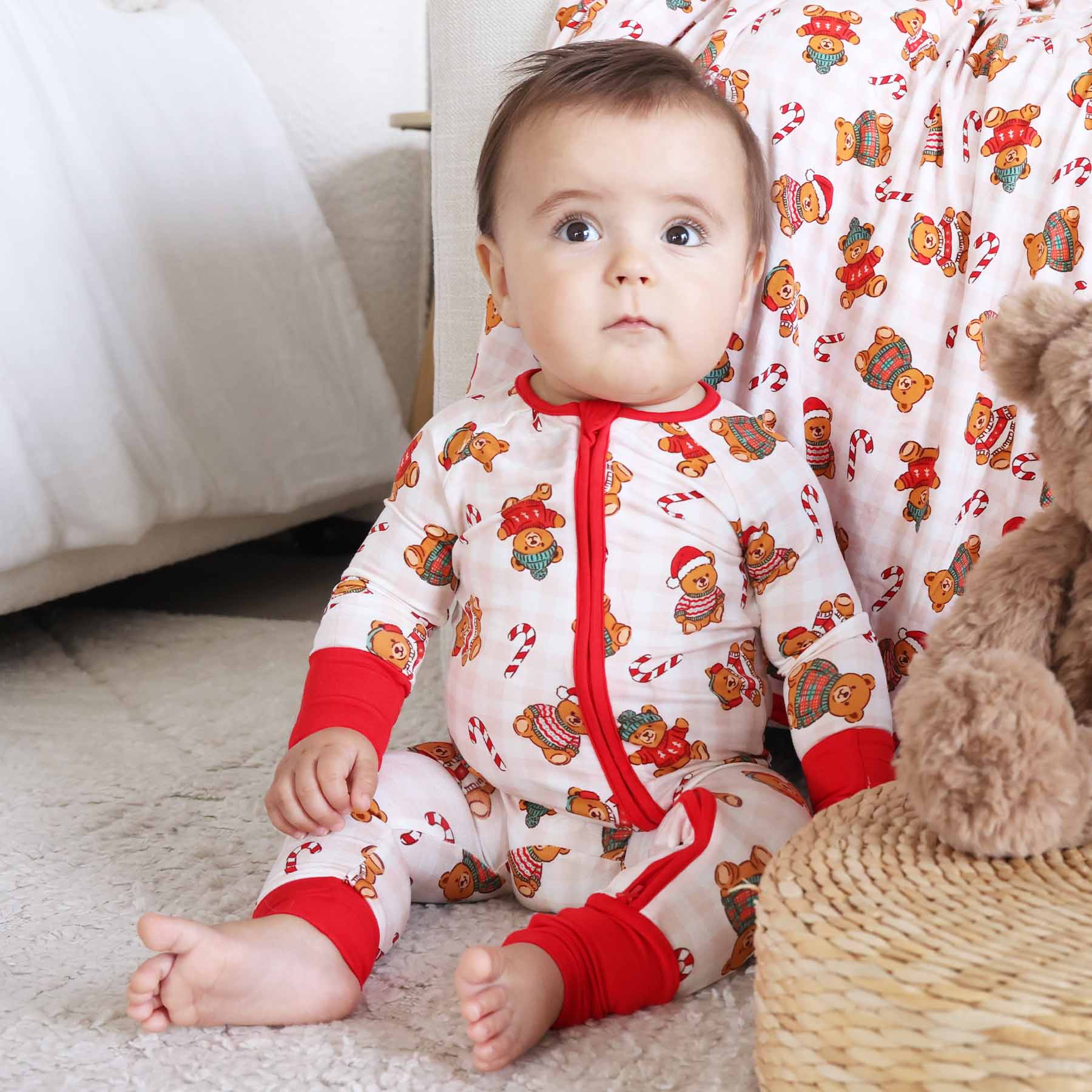 Beary Christmas Convertible Zip Romper | Neutral