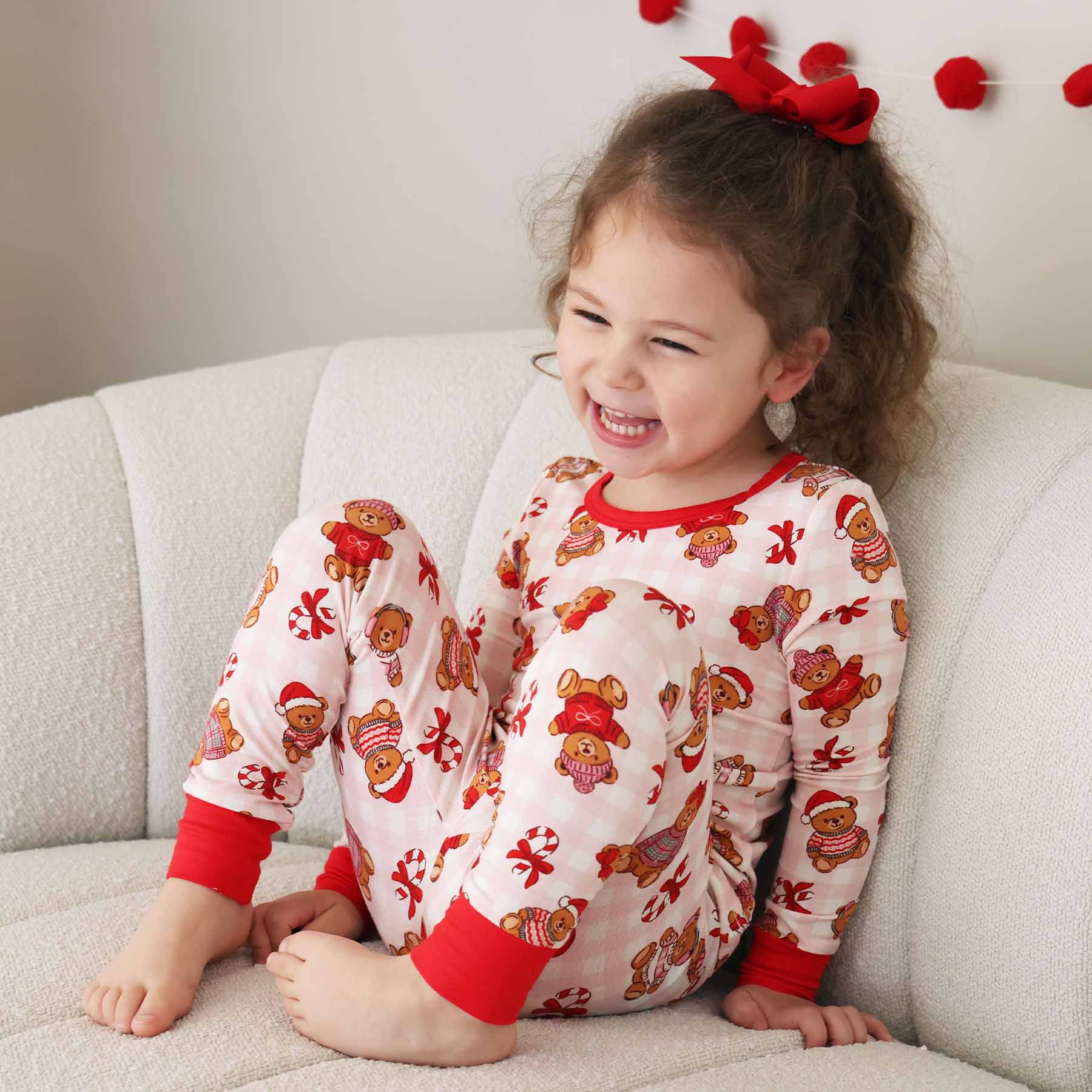 Beary Christmas Two Piece Pajama Set | Pink