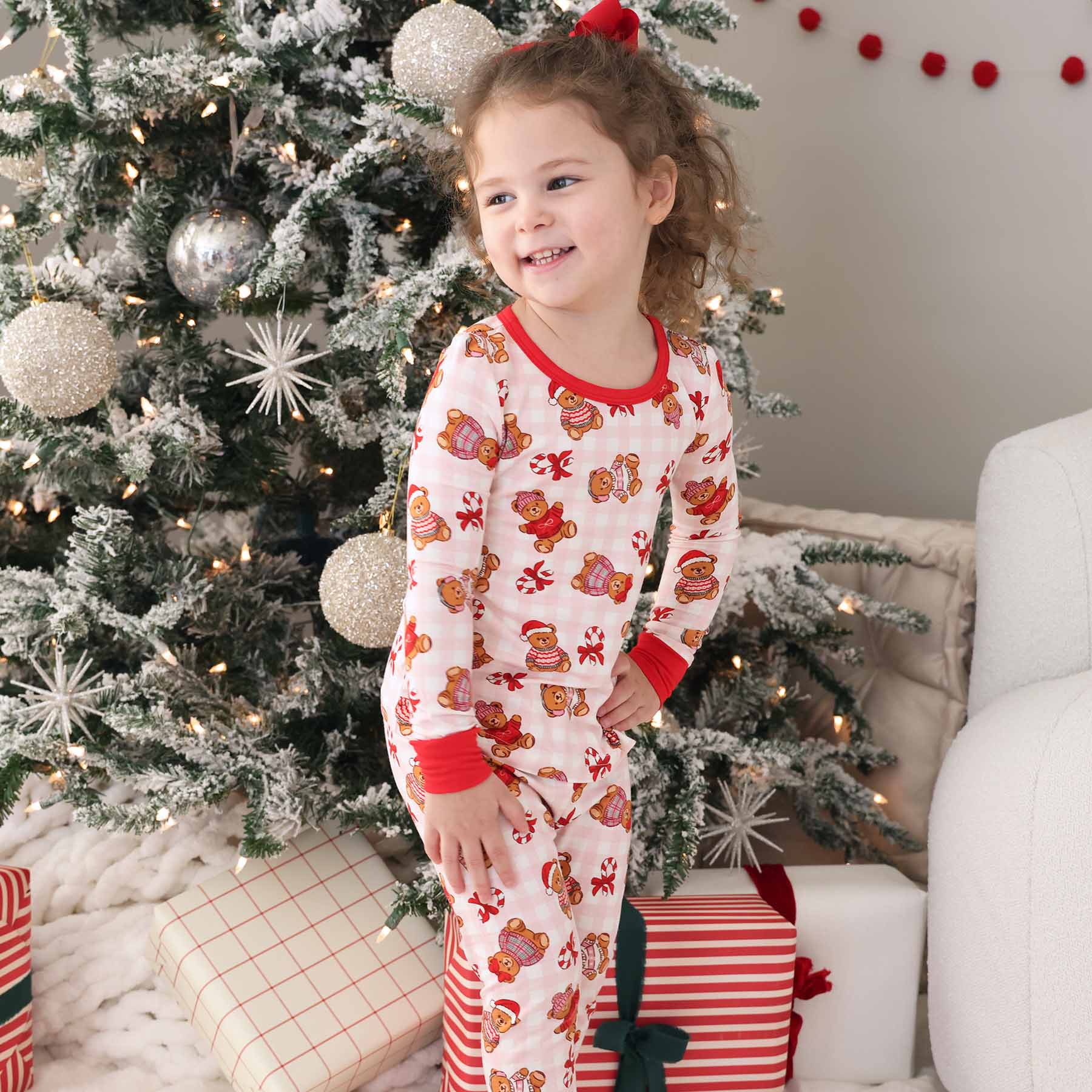Beary Christmas Two Piece Pajama Set | Pink