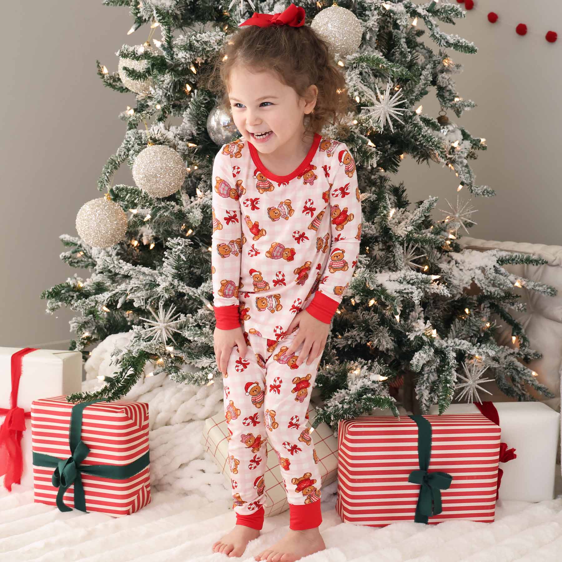 Beary Christmas Two Piece Pajama Set | Pink