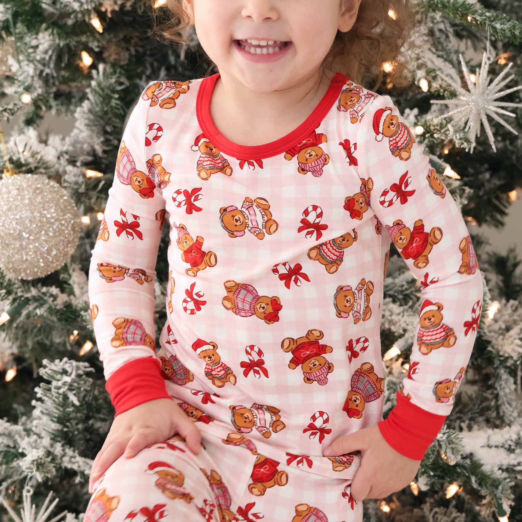 Beary Christmas Two Piece Pajama Set | Pink