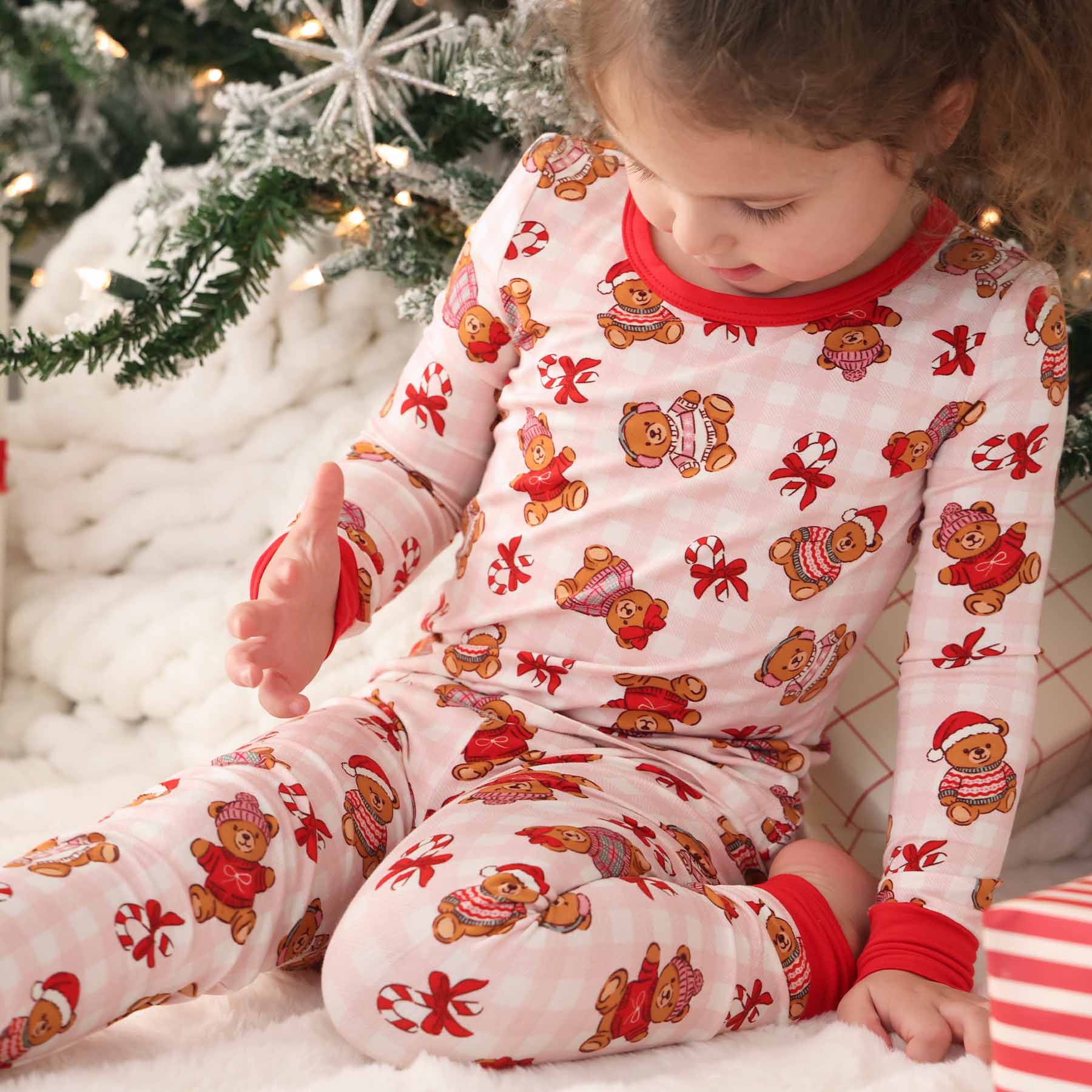 Beary Christmas Two Piece Pajama Set | Pink