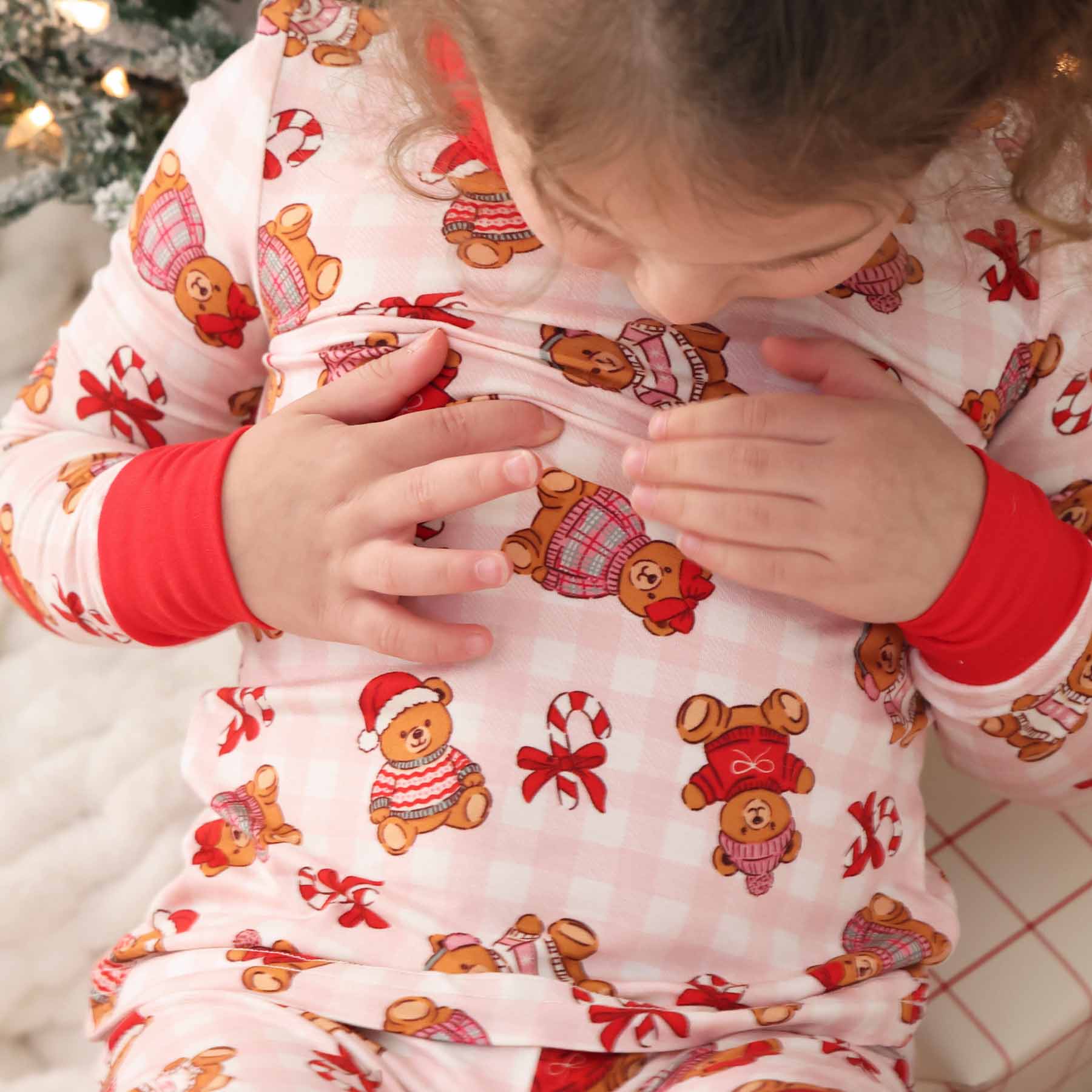 Beary Christmas Two Piece Pajama Set | Pink