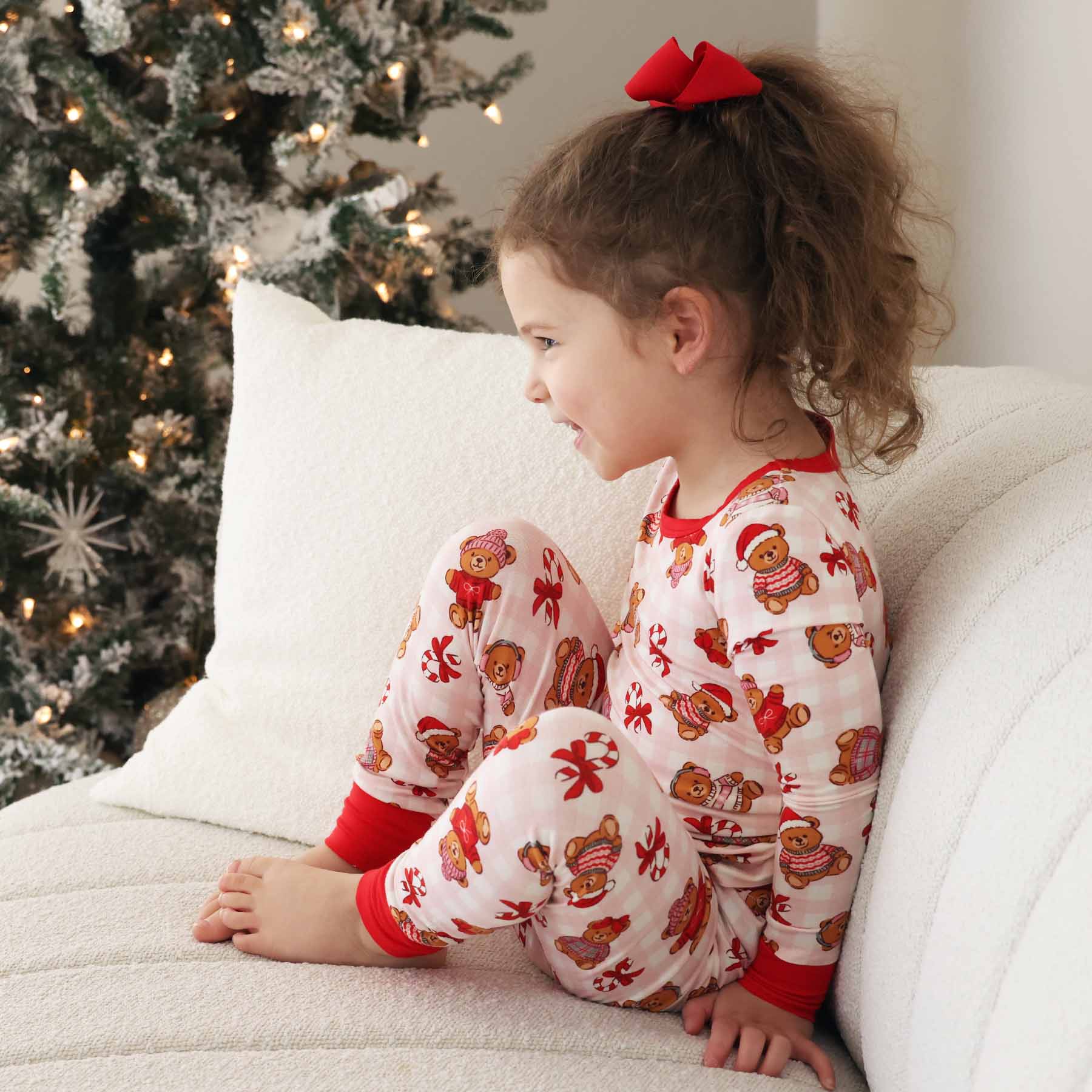 Beary Christmas Two Piece Pajama Set | Pink