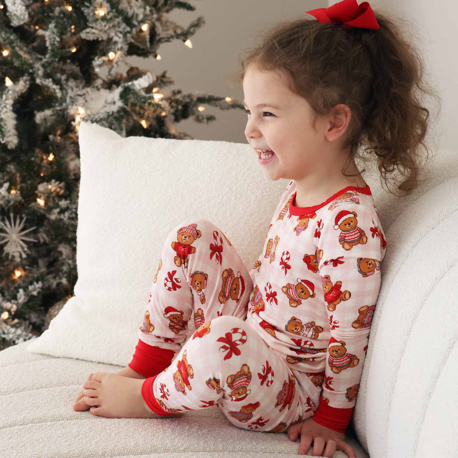 Beary Christmas Two Piece Pajama Set | Pink