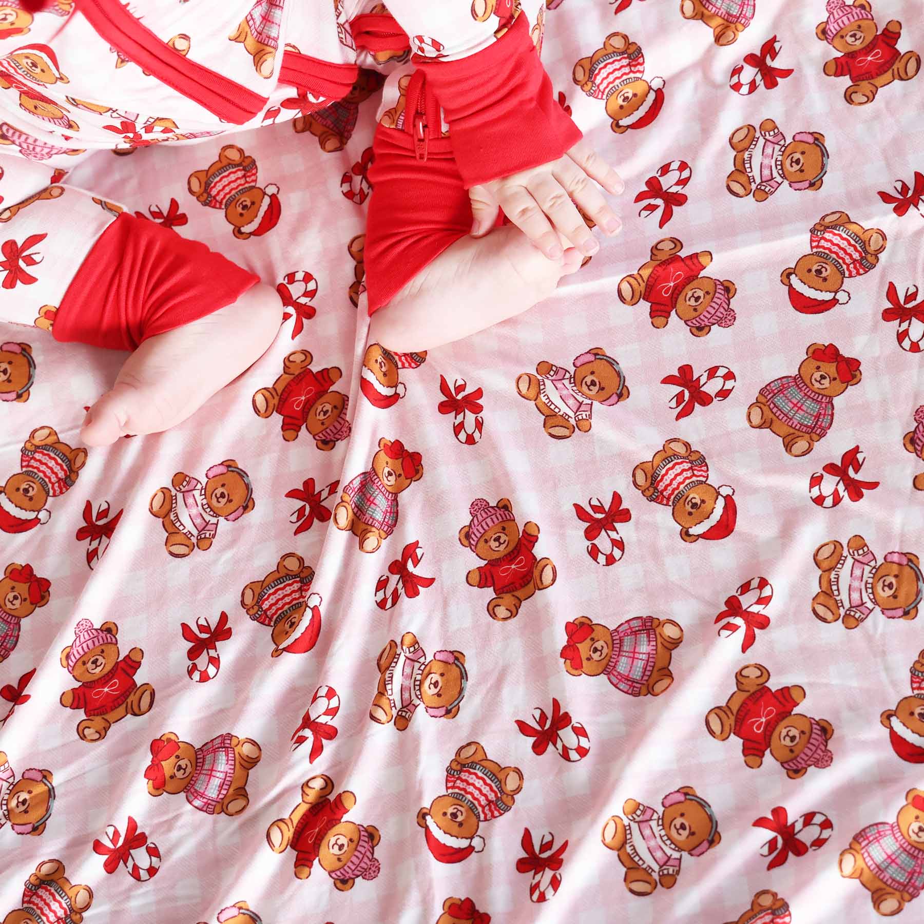 Beary Christmas Double Sided Bamboo Blanket | Pink