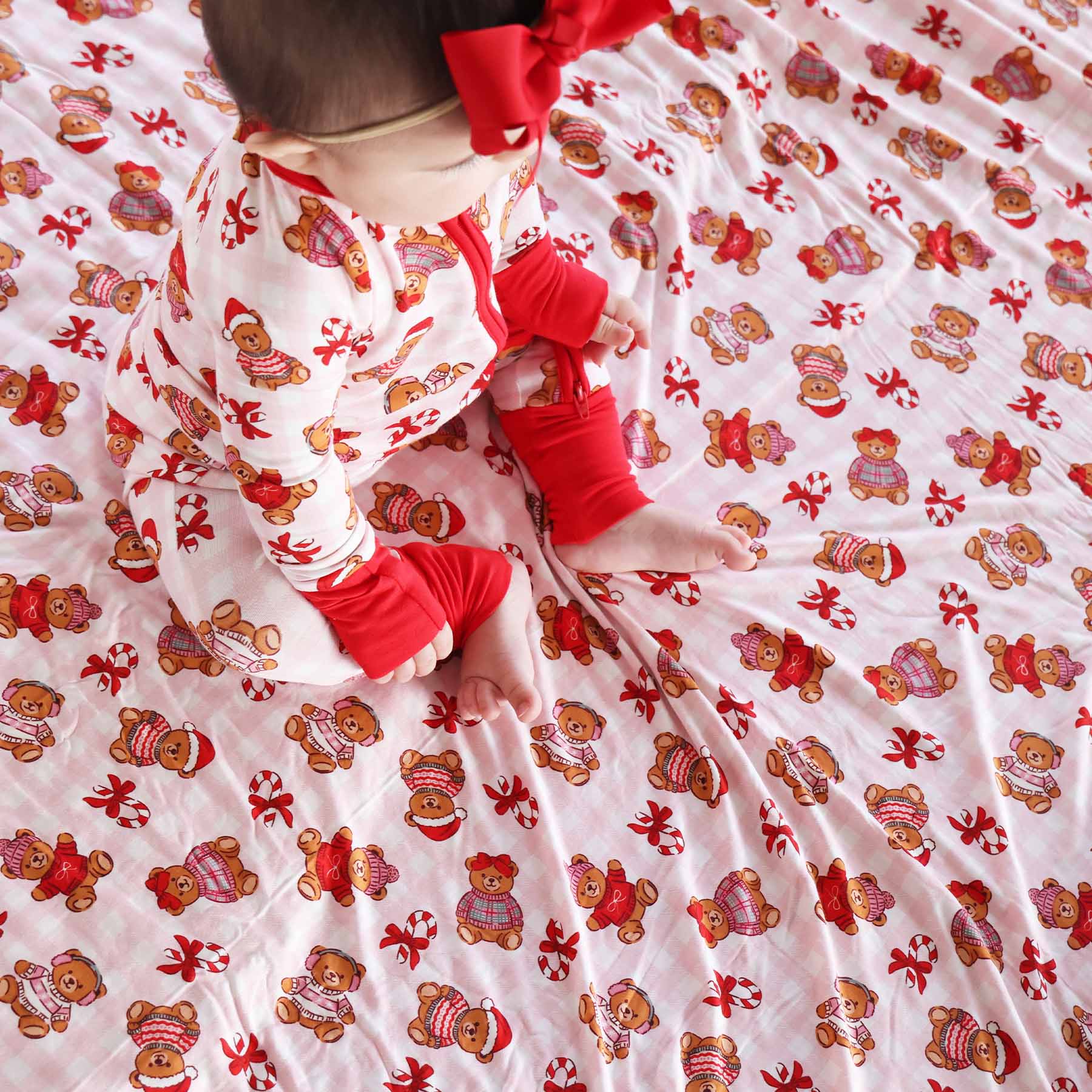 Beary Christmas Double Sided Bamboo Blanket | Pink