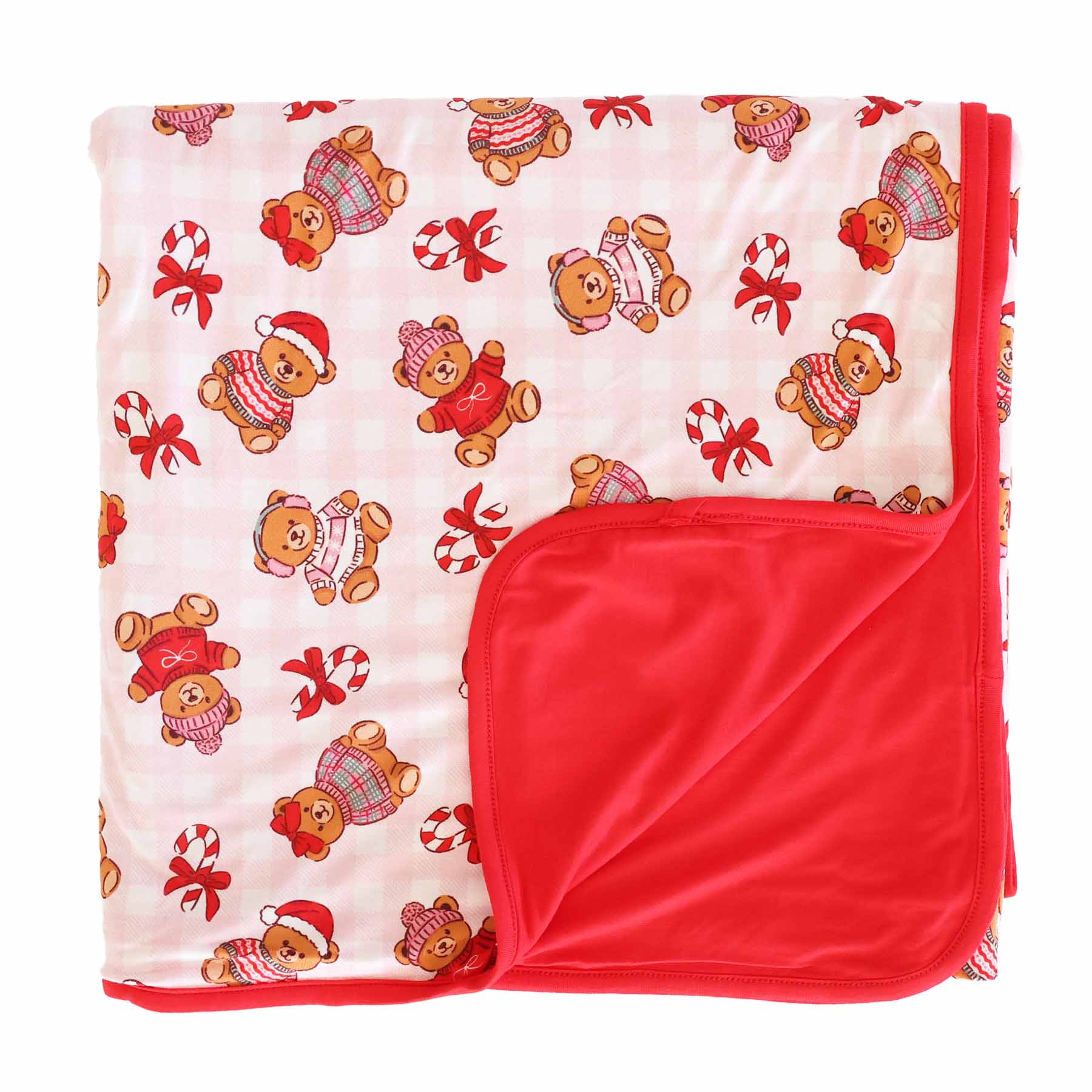 Beary Christmas Double Sided Bamboo Blanket | Pink