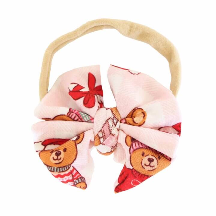 Beary Christmas Knit Bow Headband | Pink