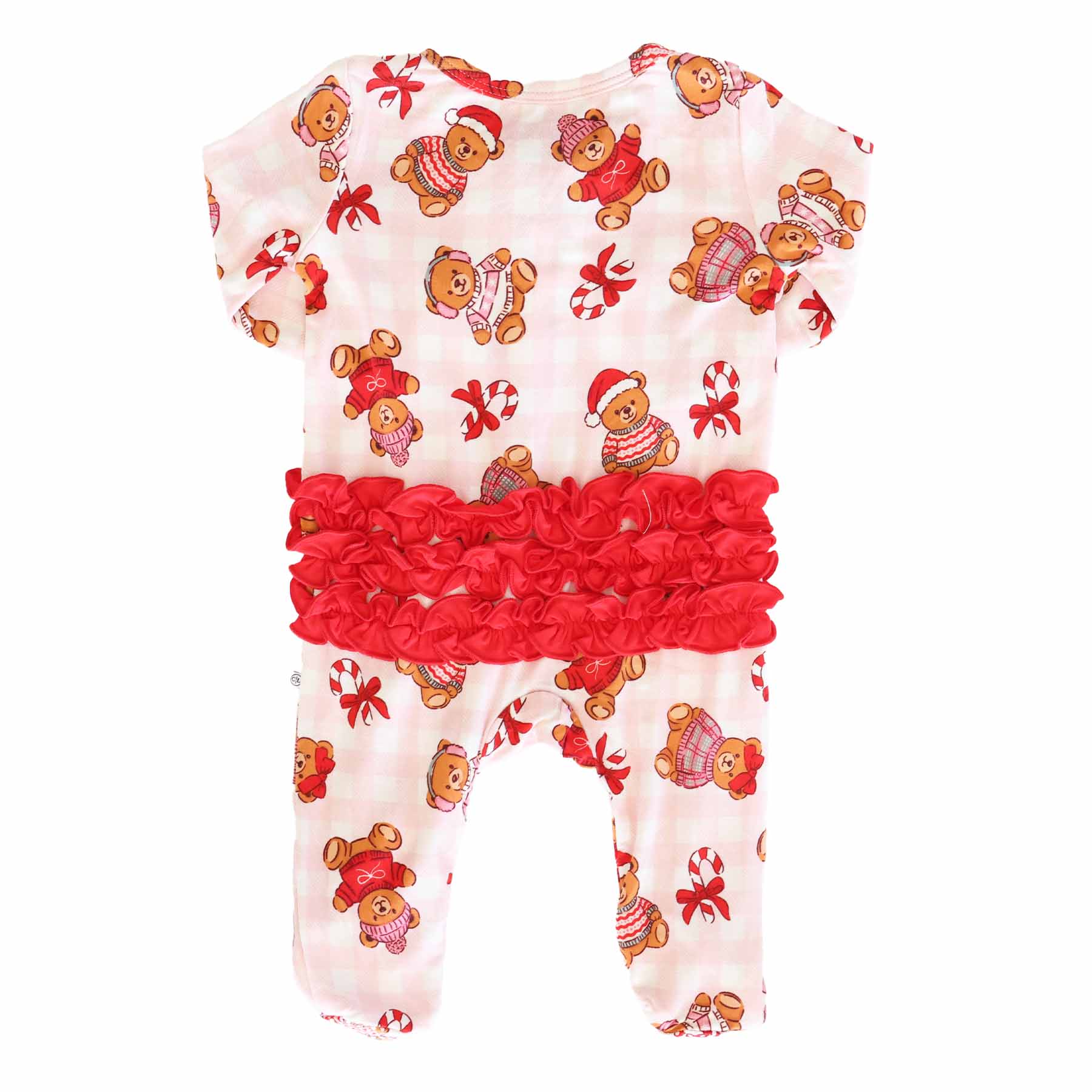 Beary Christmas Ruffle Zipper Footie | Pink