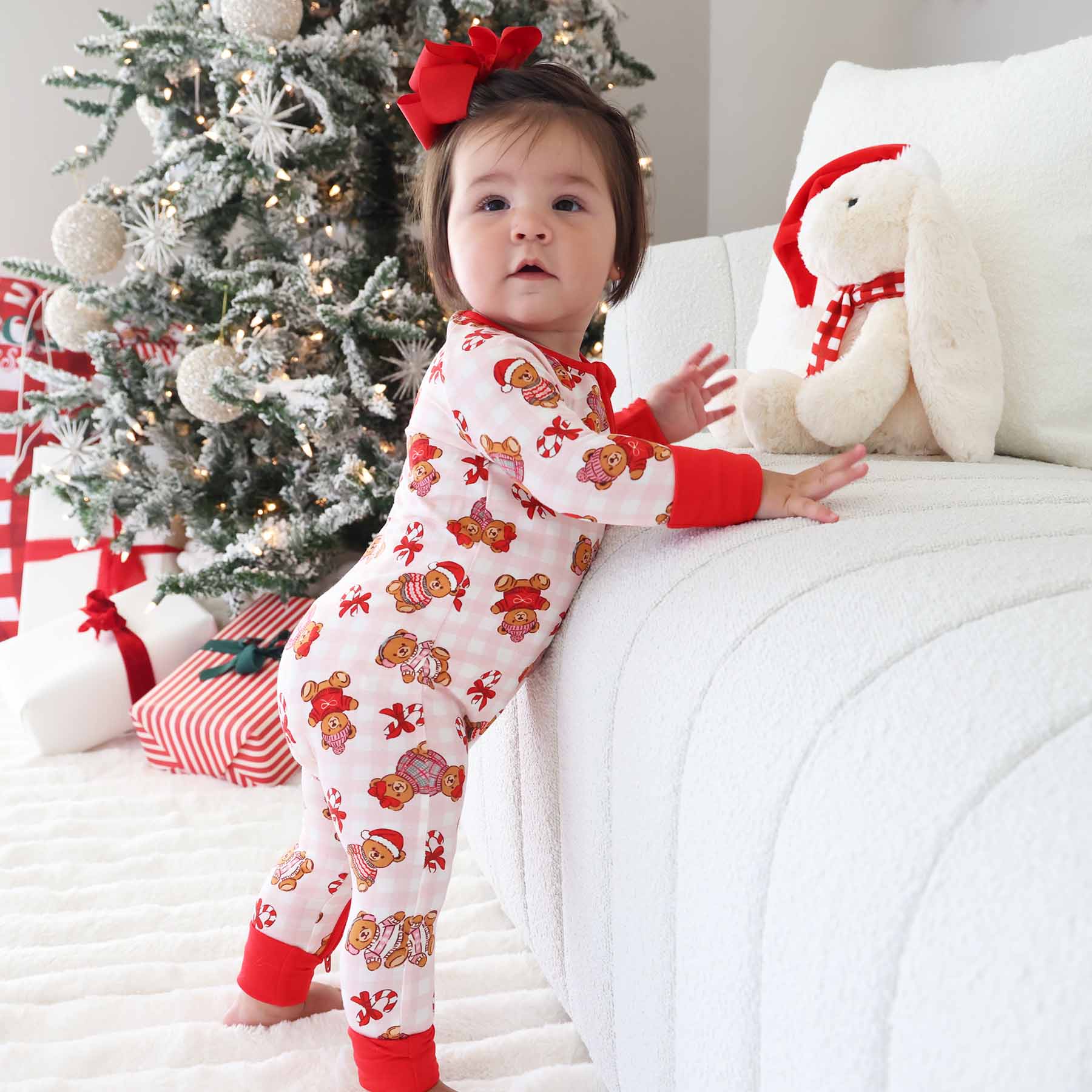 Beary Christmas Convertible Zip Romper | Pink