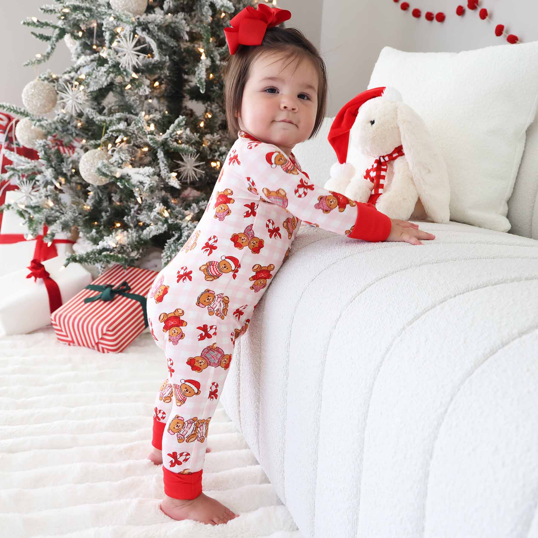 Beary Christmas Convertible Zip Romper | Pink